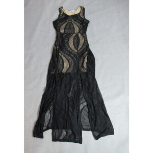 Touche Dress Women M Black Goth Sleeveless Lace Crochet Maxi Witchy Vamp Evening